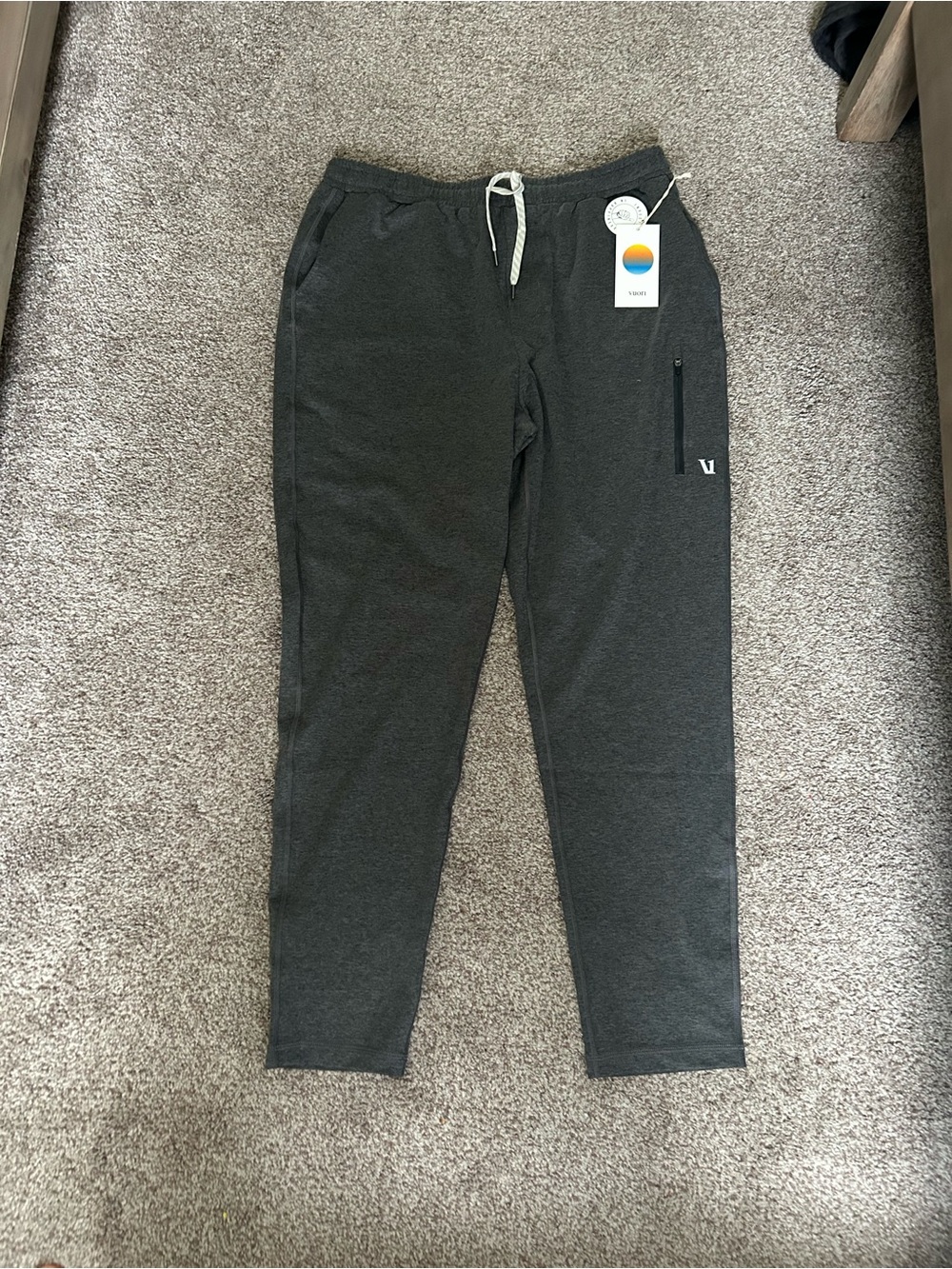 Vuori Men's Charcoal Gray Track Pants with Drawstring